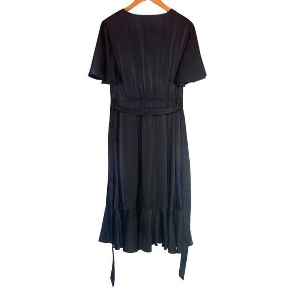 Hanna Nikole Plus Size 16W Flutter Sleeve Black Ruffle Layered Belted Dress NWT - Picture 4 of 10
